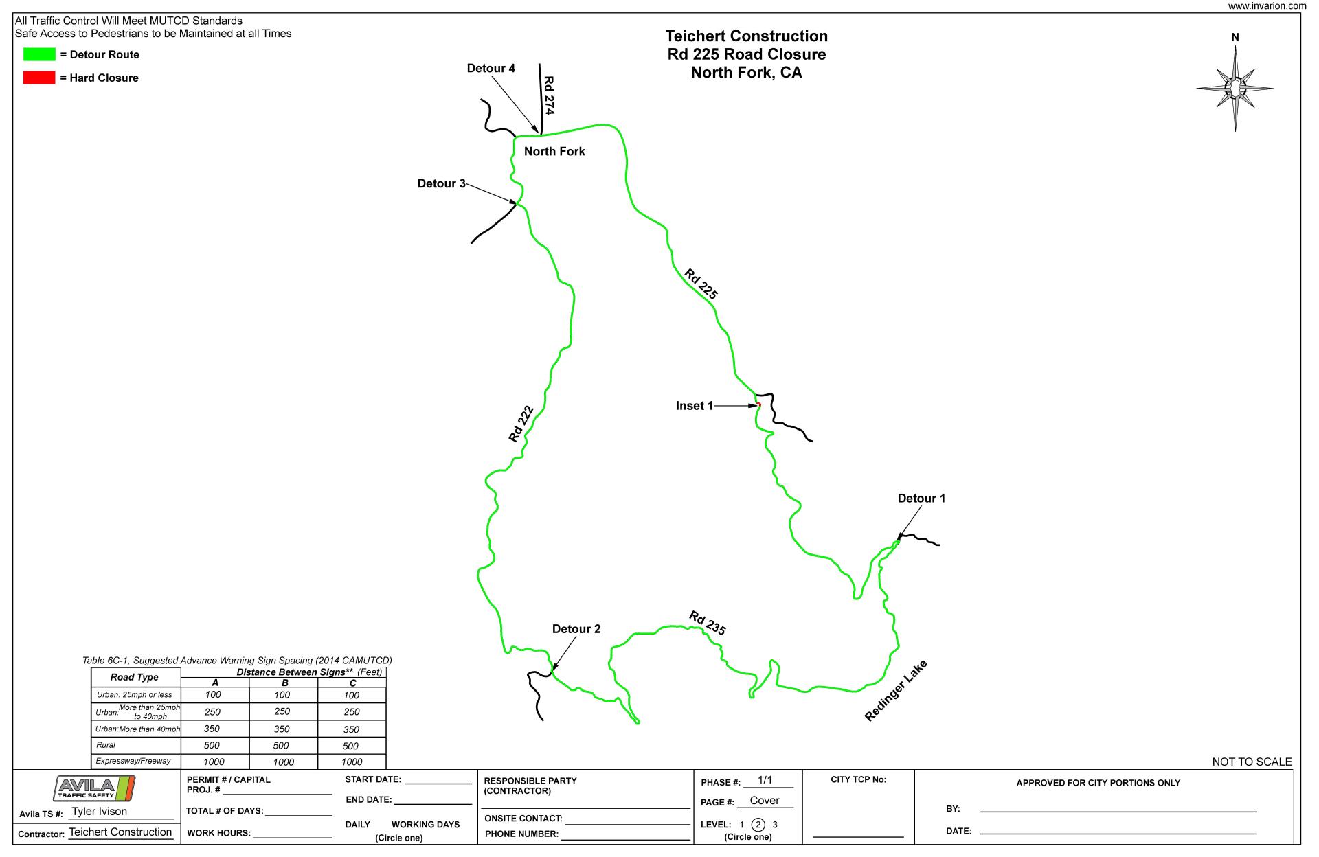 Teichert Construction - Road 225 Road Closure Map