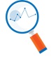 Magnifying glass drawing with data line in lens