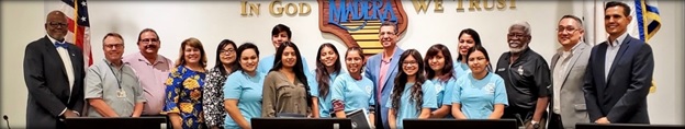 Group of Adults & Youth Coalition taken in City Council Chambers