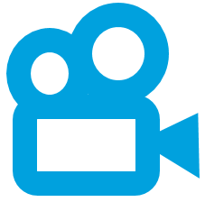 Motion Picture Camera symbol in turquoise outline