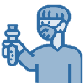 Icon testing person in PPE holding test tube