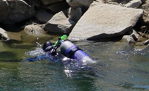 diver in a river