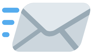 Email symbol grey envelope with motion lines