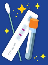 rapid covid test with swab, test cartridge and vile