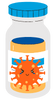 vaccine bottle with covid virus on front label