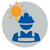 Construction worker with sun icon