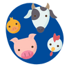 Farm Animal faces - chick, pig, chicken and cow