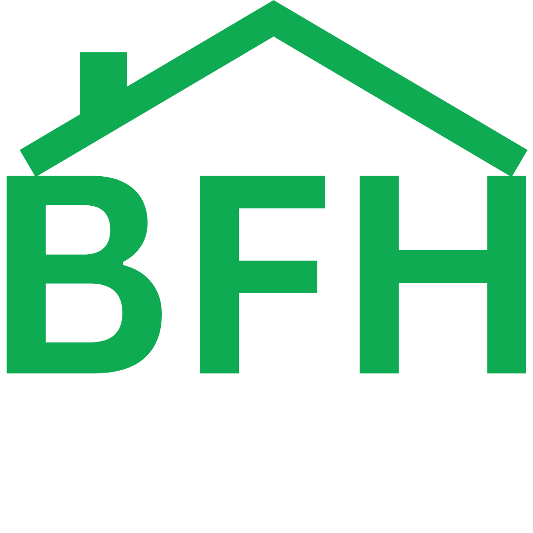 Bringing Families Home abbreviation- green letters B-F-H under a house roof