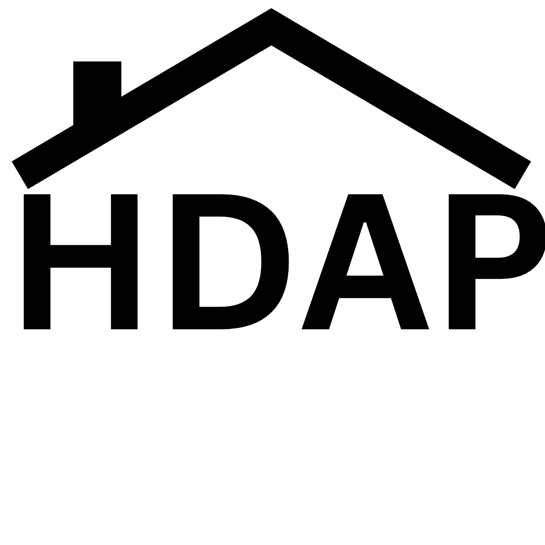 Housing Disability Advocacy Program abbreviation black letters H-D-A-P under a house roof