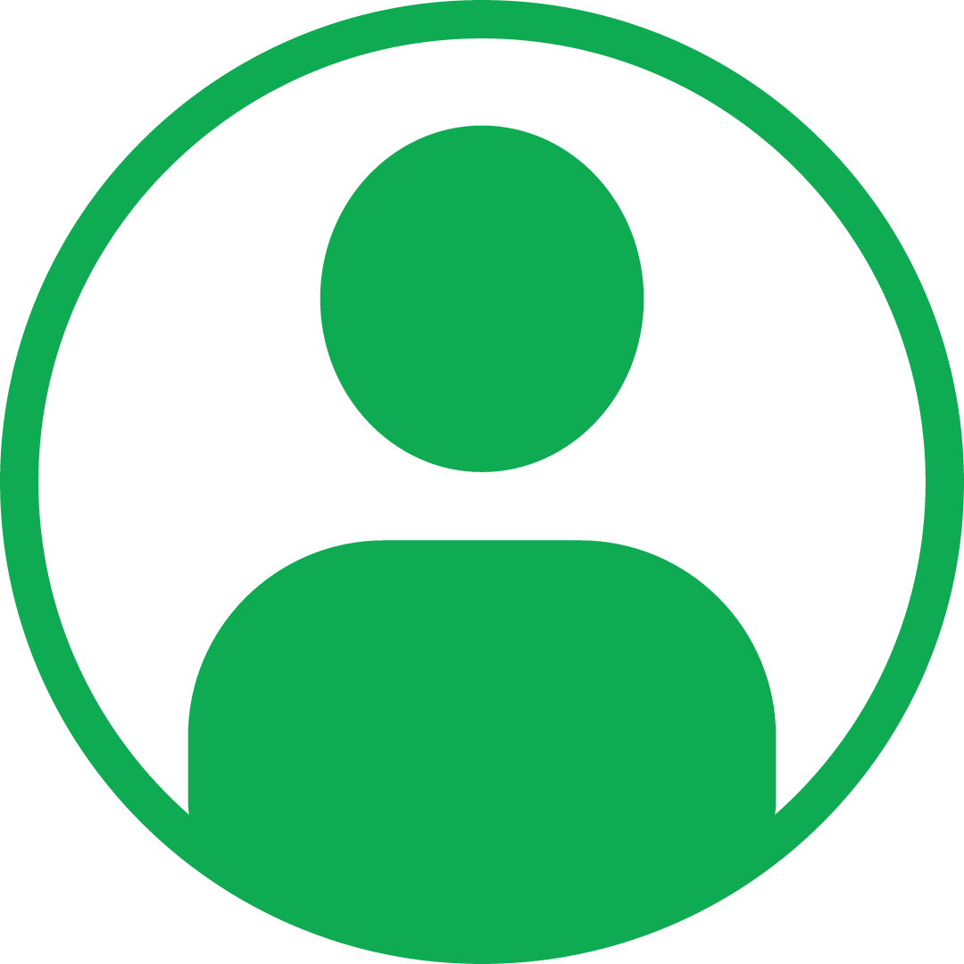 green Person Icon- silhouette of a person inside a green circle